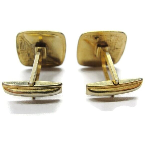 Vintage Cufflinks Square Weave Gold Tone Shirt Wedding Accessories Tux Pat No - Picture 6 of 7